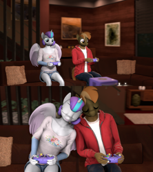 Size: 1920x2160 | Tagged: safe, artist:eltorus19, character:button mash, character:princess flurry heart, species:alicorn, species:anthro, species:pony, 3d, controller, crack shipping, female, flurrybutton, gamecube controller, male, sfm pony, shipping, source filmmaker, straight, video game