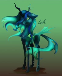 Size: 3334x4096 | Tagged: safe, artist:galinn-arts, character:queen chrysalis, species:changeling, changeling queen, female
