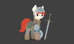 Size: 2644x1596 | Tagged: safe, artist:zylgchs, derpibooru original, oc, oc only, oc:sword, species:pony, claymore, dark souls, elite knight set, female, lineless, looking at you, mare, simple background, solo, standing, vector