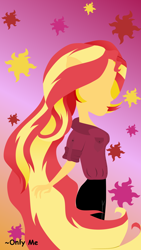 Size: 1500x2669 | Tagged: safe, artist:onlymeequestrian, character:sunset shimmer, my little pony:equestria girls, female, minimalist, modern art, solo, wallpaper