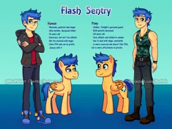 Size: 1280x960 | Tagged: safe, artist:ro994, character:flash sentry, species:human, species:pegasus, species:pony, my little pony:equestria girls, blue sneakers, boots, clothing, converse, cutie mark, male, muscles, ponidox, scar, self ponidox, shoes, simple background, sneakers, stallion, text