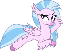 Size: 2084x1696 | Tagged: safe, artist:andrevus, character:silverstream, species:classical hippogriff, species:hippogriff, bedroom eyes, female, missing accessory, pose, sexy, show accurate, simple background, solo, transparent background