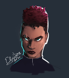 Size: 1212x1359 | Tagged: safe, artist:elicitie, character:fizzlepop berrytwist, character:tempest shadow, species:human, bionic, bust, female, futuristic, humanized, portrait, solo