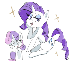 Size: 2000x1700 | Tagged: safe, artist:nendo, character:rarity, character:sweetie belle, species:pony, species:unicorn, belle sisters, female, siblings, simple background, sisters, squint, white background