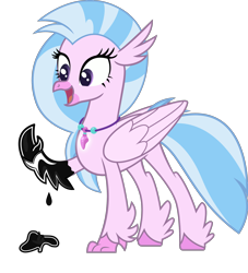 Size: 2008x2212 | Tagged: safe, artist:andrevus, derpibooru original, part of a set, character:silverstream, species:classical hippogriff, species:hippogriff, bondage, encasement, goo, goop, latex, liquid latex, living latex, show accurate, simple background, solo, transformation, transparent background