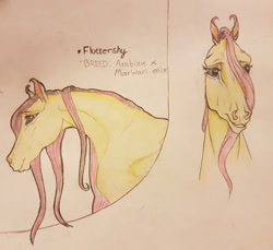 Size: 2558x2344 | Tagged: safe, artist:themoonraven, character:fluttershy, species:pegasus, species:pony, 2017, bust, female, hoers, mare, name, pencil drawing, portrait, profile, realistic anatomy, simple background, solo, traditional art