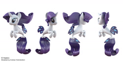 Size: 1710x862 | Tagged: safe, artist:andrew hickinbottom, artist:andyh_3d, official, part of a set, character:rarity, species:seapony (g4), 3d, 3ds max, female, multeity, multiple angles, seaponified, seapony rarity, simple background, solo, species swap, white background