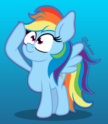 Size: 1400x1607 | Tagged: safe, artist:puperhamster, character:rainbow dash, species:pegasus, species:pony, female, salute, simple background, solo