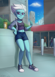 Size: 1860x2631 | Tagged: safe, artist:gabbslines, character:fleetfoot, my little pony:equestria girls, belly button, chips, converse, equestria girls-ified, food, potato chips, shoes