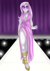 Size: 900x1273 | Tagged: safe, alternate version, artist:wolfjarl, character:fleur-de-lis, my little pony:equestria girls, camera flashes, clothing, dress, female, runway, sexy, sunglasses