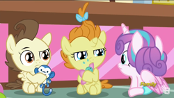 Size: 2560x1440 | Tagged: safe, artist:redahfuhrerking, edit, edited screencap, screencap, character:pound cake, character:princess flurry heart, character:pumpkin cake, species:pony, episode:a flurry of emotions, g4, my little pony: friendship is magic, fixed image