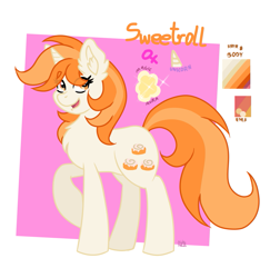 Size: 1033x1064 | Tagged: safe, artist:nightydream, oc, oc only, oc:sweetroll, species:pony, species:unicorn, female, mare, reference sheet, solo