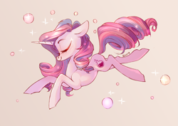 Size: 4093x2894 | Tagged: safe, artist:shore2020, character:potion nova, species:pony, species:unicorn, g4, my little pony:pony life, bubble, eyes closed, female, floppy ears, high res, mare, pink background, profile, simple background, solo