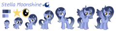Size: 1280x331 | Tagged: safe, artist:stellamoonshine, oc, oc only, oc:stella moonshine, parent:princess luna, parent:stygian, parents:styluna, species:alicorn, species:pony, g4, 5-year-old, age progression, baby, baby pony, female, filly, mare, offspring, simple background, solo, teenager, transparent background