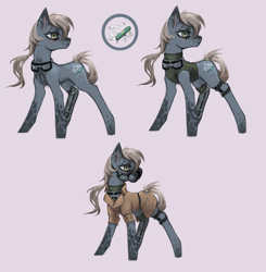 Size: 2388x2436 | Tagged: no source, safe, artist:elzafox, oc, oc:progress, species:earth pony, species:pony, g4, clothing, commission, cutie mark, earth pony oc, female, mare, reference sheet, solo
