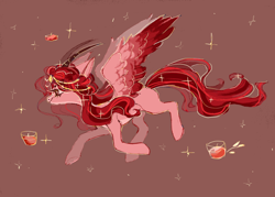 Size: 2100x1500 | Tagged: safe, artist:shore2020, oc, oc only, species:pegasus, species:pony, g4, brown background, cute, flying, jewelry, simple background, solo, wings