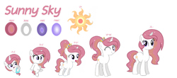 Size: 1280x562 | Tagged: safe, artist:stellamoonshine, oc, oc:sunny sky, parent:princess celestia, parent:royal guard, parents:guardlestia, species:pony, species:unicorn, g4, 5-year-old, age progression, baby, baby pony, female, filly, mare, offspring, simple background, teenager, transparent background