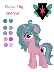 Size: 1268x1690 | Tagged: safe, artist:stellamoonshine, oc, oc:floria lily, parent:timber spruce, parent:twilight sparkle, parents:timbertwi, species:pony, species:unicorn, g4, female, mare, offspring, reference sheet, solo