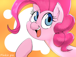 Size: 1600x1200 | Tagged: safe, artist:nendo, character:pinkie pie, species:pony, g4, bust, cute, diapinkes, female, mare, open mouth, portrait, smiling, solo