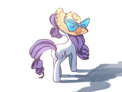 Size: 1173x886 | Tagged: safe, artist:nendo, character:rarity, species:pony, species:unicorn, g4, clothing, female, hat, mare, simple background, solo, sun hat, white background