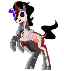 Size: 900x1000 | Tagged: safe, artist:enigmadoodles, character:king sombra, species:pony, g4, bone, dissectibles, male, organs, simple background, skeleton, solo, transparent background