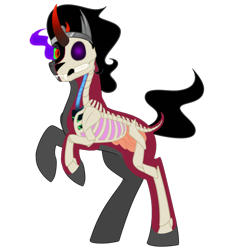Size: 900x1000 | Tagged: safe, alternate version, artist:enigmadoodles, character:king sombra, species:pony, g4, bone, dissectibles, male, metal as fuck, organs, simple background, skeleton, solo, transparent background