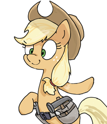 Size: 1132x1308 | Tagged: safe, artist:nendo, character:applejack, species:earth pony, species:pony, g4, cute, female, freckles, hammer, jackabetes, simple background, white background