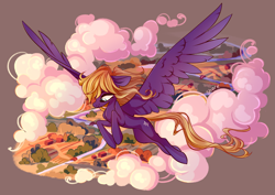 Size: 4093x2894 | Tagged: safe, artist:shore2020, oc, oc only, oc:cloud quake, species:pegasus, species:pony, g4, commission, female, flying, mare, scenery, solo