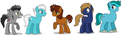 Size: 5279x1527 | Tagged: safe, artist:stellardusk, oc, oc only, species:earth pony, species:pegasus, species:pony, species:unicorn, fanfic:unchanging love, g4, simple background, transparent background