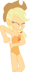 Size: 1024x2438 | Tagged: safe, artist:michaelsety, character:applejack, species:human, g4, clothing, female, humanized, lidded eyes, simple background, solo, swimsuit, transparent background