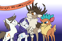 Size: 1800x1200 | Tagged: safe, artist:redahfuhrerking, community related, character:hondo flanks, character:rarity, character:velvet reindeer, species:deer, species:pony, species:reindeer, species:unicorn, them's fightin' herds, g4, father's day, stronghoof hoofstrong