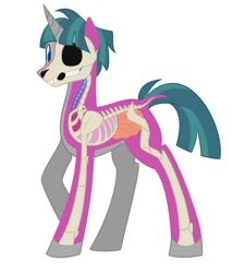 Size: 900x1000 | Tagged: safe, artist:enigmadoodles, character:stygian, species:pony, species:unicorn, g4, dissectibles, male, organs, simple background, solo, stallion, white background