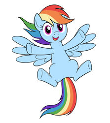 Size: 1780x2000 | Tagged: safe, artist:sazanamibd, character:rainbow dash, species:pegasus, species:pony, g4, belly, bronybait, cute, dashabetes, female, looking at you, lying down, mare, on back, simple background, solo, spread wings, this will end in belly rubs, white background, wings