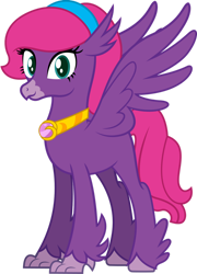 Size: 1024x1425 | Tagged: safe, artist:andrevus, oc, oc only, oc:pinkmane, species:classical hippogriff, species:hippogriff, g4, hippogriffied, jewelry, necklace, simple background, solo, species swap, transparent background