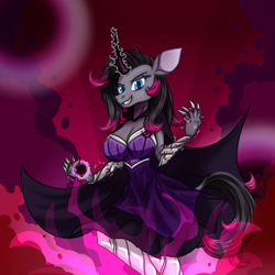Size: 1800x1800 | Tagged: safe, artist:redahfuhrerking, character:oleander, species:anthro, species:classical unicorn, species:pony, species:unicorn, them's fightin' herds, g4, breasts, busty oleander, clothing, cloven hooves, dress, leonine tail, solo, unshorn fetlocks
