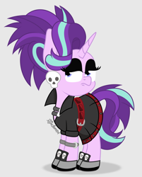 Size: 1380x1720 | Tagged: safe, artist:puperhamster, gameloft, character:starlight glimmer, species:pony, species:unicorn, g4, alternate hairstyle, clothing, ear piercing, edgelight glimmer, female, jewelry, mare, piercing, punk, solo