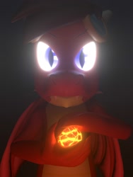 Size: 1500x2000 | Tagged: safe, artist:ghost reviews, oc, oc:steelclaw, species:dragon, species:longma, g4, 3d, angry, blender, eye, eyes, frown, glow, glowing eyes, hybrid, magic, magma, male, render, solo
