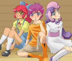 Size: 3000x2550 | Tagged: safe, artist:quila111, character:apple bloom, character:scootaloo, character:sweetie belle, clothing, cutie mark crusaders, dress, humanized