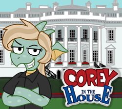 Size: 1000x901 | Tagged: safe, artist:sketchymouse, species:dragon, corey powell, cory in the house, parody, pun
