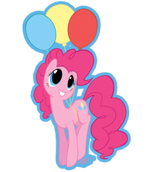 Size: 510x596 | Tagged: safe, artist:dinkelion, character:pinkie pie, species:pony, balloon, female, floating, mare, outline, simple background, solo, then watch her balloons lift her up to the sky, transparent background