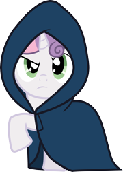 Size: 5980x8297 | Tagged: safe, artist:lightningtumble, character:sweetie belle, absurd resolution, cloak, clothing, female, simple background, solo, transparent background, vector