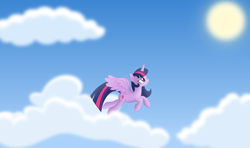 Size: 8772x5203 | Tagged: safe, artist:psyxofthoros, character:twilight sparkle, character:twilight sparkle (alicorn), species:alicorn, species:pony, absurd resolution, cloud, cloudy, female, flying, mare, sky, solo, sun, vector