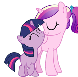 Size: 901x887 | Tagged: safe, artist:andreamelody, character:princess cadance, character:twilight sparkle, filly, simple background, smiling, transparent background, vector, younger