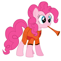Size: 894x894 | Tagged: safe, artist:isegrim87, character:pinkie pie, clothing, female, football, holland, jersey, musical instrument, netherlands, simple background, solo, transparent background, vector, vuvuzela