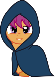 Size: 5947x8297 | Tagged: safe, artist:lightningtumble, character:scootaloo, species:pony, absurd resolution, cloak, clothing, female, simple background, solo, transparent background, vector