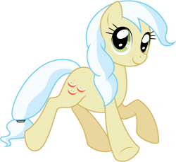 Size: 900x824 | Tagged: safe, artist:kumkrum, character:ambrosia, species:earth pony, species:pony, background pony, female, mare, simple background, smiling, solo, transparent background, trotting, vector