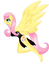 Size: 1024x1371 | Tagged: dead source, safe, artist:goldwing93, character:fluttershy, species:anthro, species:plantigrade anthro, barefoot, clothing, dress, feet, female, flying, open mouth, simple background, smiling, solo, spread wings, white background, wings
