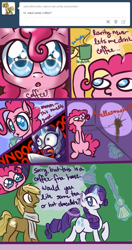 Size: 395x750 | Tagged: safe, artist:rastaquouere69, character:pinkie pie, character:rarity, oc, ship:raripie, ask, ask rarity and pinkie, coffee, female, lesbian, shipping, tumblr