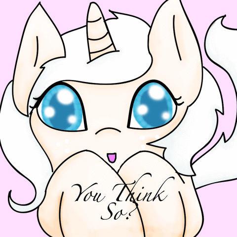 Size: 480x480 | Tagged: safe, artist:ivorylace, oc, oc only, oc:ivory lace, species:pony, species:unicorn, animated, ask, caption, cute, gif with captions, solo, tumblr