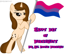 Size: 962x830 | Tagged: safe, artist:andreamelody, oc, oc only, bisexual pride flag, bisexuality, engrish, flag, pride, solo